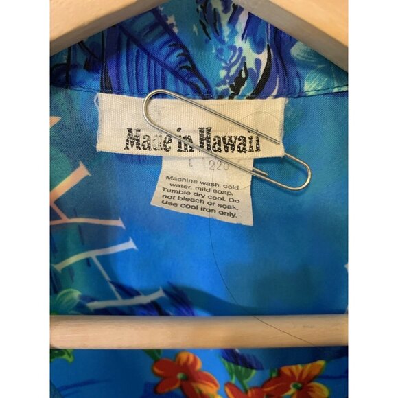 VINTAGE MADE IN HAWAII 60s‎ 70s HAWAIIAN Button SHIRT Men’s Sz L Blue - Picture 2 of 8